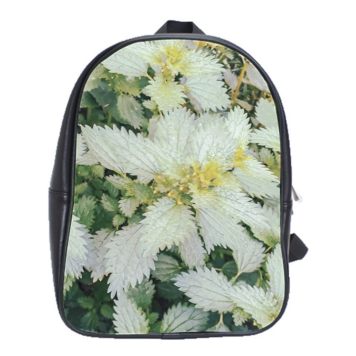 Enchanting Foliage Sharp Edged Leaves In Pale Yellow And Silver Bk School Bag (Large)