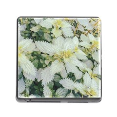 Enchanting Foliage Sharp Edged Leaves In Pale Yellow And Silver Bk Memory Card Reader (square 5 Slot) by dflcprintsclothing