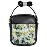 Enchanting Foliage Sharp Edged Leaves In Pale Yellow And Silver Bk Girls Sling Bag Front