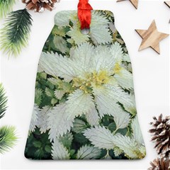 Enchanting Foliage Sharp Edged Leaves In Pale Yellow And Silver Bk Ornament (bell) by dflcprintsclothing