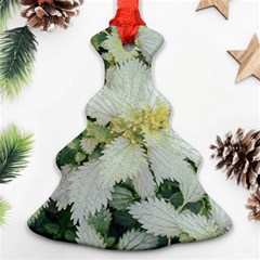 Enchanting Foliage Sharp Edged Leaves In Pale Yellow And Silver Bk Christmas Tree Ornament (two Sides) by dflcprintsclothing