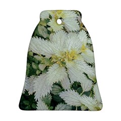 Enchanting Foliage Sharp Edged Leaves In Pale Yellow And Silver Bk Bell Ornament (two Sides) by dflcprintsclothing