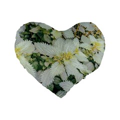 Enchanting Foliage Sharp Edged Leaves In Pale Yellow And Silver Bk Standard 16  Premium Heart Shape Cushions by dflcprintsclothing