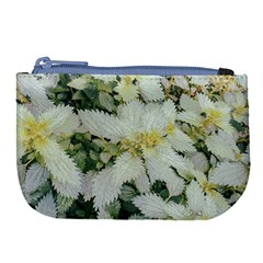 Enchanting Foliage Sharp Edged Leaves In Pale Yellow And Silver Bk Large Coin Purse by dflcprintsclothing