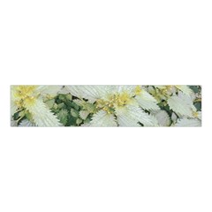 Enchanting Foliage Sharp Edged Leaves In Pale Yellow And Silver Bk Velvet Scrunchie by dflcprintsclothing