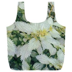 Enchanting Foliage Sharp Edged Leaves In Pale Yellow And Silver Bk Full Print Recycle Bag (xxxl) by dflcprintsclothing