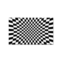 Illusion Checkerboard Black And White Pattern Sticker (rectangular) by Ravend