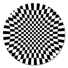 Illusion Checkerboard Black And White Pattern Magnet 5  (round)