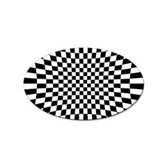 Illusion Checkerboard Black And White Pattern Sticker Oval (10 Pack) by Ravend