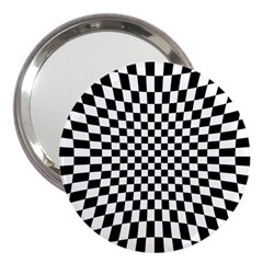 Illusion Checkerboard Black And White Pattern 3  Handbag Mirrors by Ravend