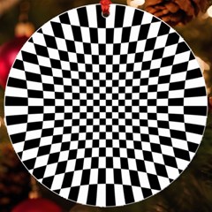 Illusion Checkerboard Black And White Pattern Uv Print Acrylic Ornament Round by Ravend