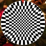 Illusion Checkerboard Black And White Pattern UV Print Acrylic Ornament Round Front