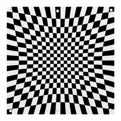 Illusion Checkerboard Black And White Pattern Banner And Sign 3  X 3  by Ravend