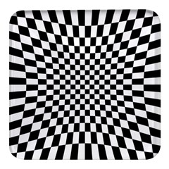 Illusion Checkerboard Black And White Pattern Square Glass Fridge Magnet (4 Pack) by Ravend