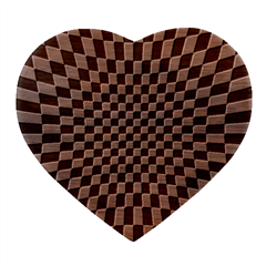 Illusion Checkerboard Black And White Pattern Heart Wood Jewelry Box by Ravend