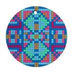 Checkerboard Square Abstract Round Ornament (Two Sides) Back