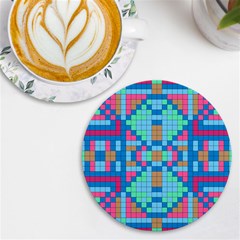 Checkerboard Square Abstract Uv Print Round Tile Coaster by Ravend