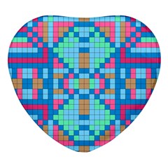 Checkerboard Square Abstract Heart Glass Fridge Magnet (4 Pack) by Ravend