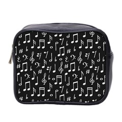 Chalk Music Notes Signs Seamless Pattern Mini Toiletries Bag (two Sides) by Ravend