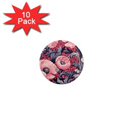 Vintage Floral Poppies 1  Mini Magnet (10 Pack)  by Grandong