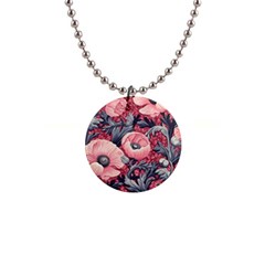 Vintage Floral Poppies 1  Button Necklace by Grandong