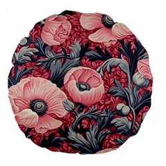 Vintage Floral Poppies Large 18  Premium Round Cushions by Grandong