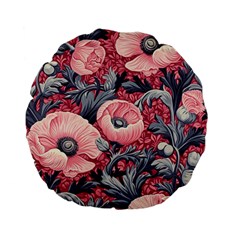 Vintage Floral Poppies Standard 15  Premium Flano Round Cushions by Grandong