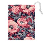 Vintage Floral Poppies Drawstring Pouch (5XL) Front