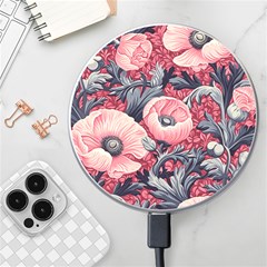 Vintage Floral Poppies Wireless Fast Charger(white) by Grandong