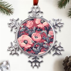 Vintage Floral Poppies Metal Large Snowflake Ornament by Grandong