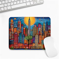 City New York Nyc Skyscraper Skyline Downtown Night Business Urban Travel Landmark Building Architec Small Mousepad by Posterlux