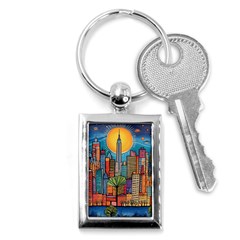 City New York Nyc Skyscraper Skyline Downtown Night Business Urban Travel Landmark Building Architec Key Chain (rectangle)