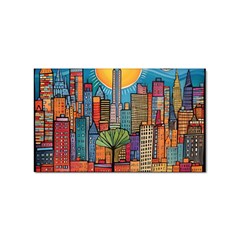 City New York Nyc Skyscraper Skyline Downtown Night Business Urban Travel Landmark Building Architec Sticker Rectangular (10 Pack) by Posterlux