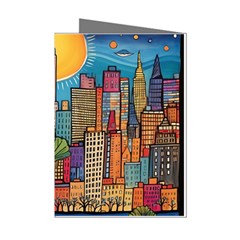 City New York Nyc Skyscraper Skyline Downtown Night Business Urban Travel Landmark Building Architec Mini Greeting Cards (pkg Of 8) by Posterlux