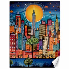 City New York Nyc Skyscraper Skyline Downtown Night Business Urban Travel Landmark Building Architec Canvas 36  X 48 