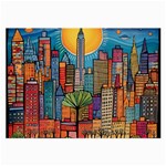 City New York Nyc Skyscraper Skyline Downtown Night Business Urban Travel Landmark Building Architec Large Glasses Cloth (2 Sides) Front