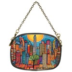 City New York Nyc Skyscraper Skyline Downtown Night Business Urban Travel Landmark Building Architec Chain Purse (One Side) Front