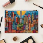 City New York Nyc Skyscraper Skyline Downtown Night Business Urban Travel Landmark Building Architec Cosmetic Bag (Large) Back