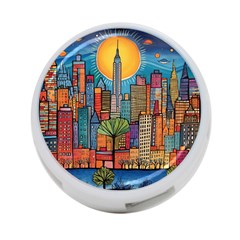 City New York Nyc Skyscraper Skyline Downtown Night Business Urban Travel Landmark Building Architec 4-port Usb Hub (two Sides) by Posterlux