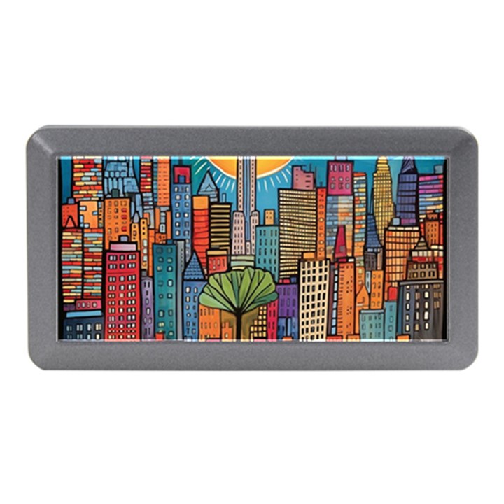 City New York Nyc Skyscraper Skyline Downtown Night Business Urban Travel Landmark Building Architec Memory Card Reader (Mini)