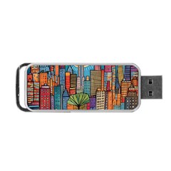 City New York Nyc Skyscraper Skyline Downtown Night Business Urban Travel Landmark Building Architec Portable Usb Flash (two Sides)