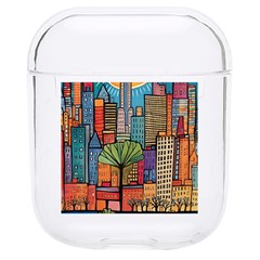 City New York Nyc Skyscraper Skyline Downtown Night Business Urban Travel Landmark Building Architec Hard Pc Airpods 1/2 Case by Posterlux