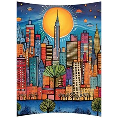 City New York Nyc Skyscraper Skyline Downtown Night Business Urban Travel Landmark Building Architec Back Support Cushion by Posterlux