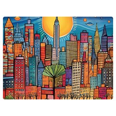 City New York Nyc Skyscraper Skyline Downtown Night Business Urban Travel Landmark Building Architec Two Sides Premium Plush Fleece Blanket (baby Size) by Posterlux