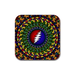 Grateful Dead Bear Pattern Rubber Square Coaster (4 Pack)