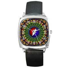 Grateful Dead Bear Pattern Square Metal Watch