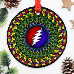 Grateful Dead Bear Pattern Round Ornament (two Sides)