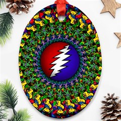 Grateful Dead Bear Pattern Oval Ornament (two Sides)