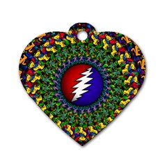 Grateful Dead Bear Pattern Dog Tag Heart (one Side)