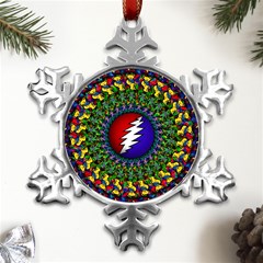 Grateful Dead Bear Pattern Metal Small Snowflake Ornament by Maspions